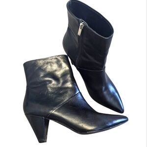 Faryl By Faryl Robin Marianna Black Leather Heeled Booties Size 10M